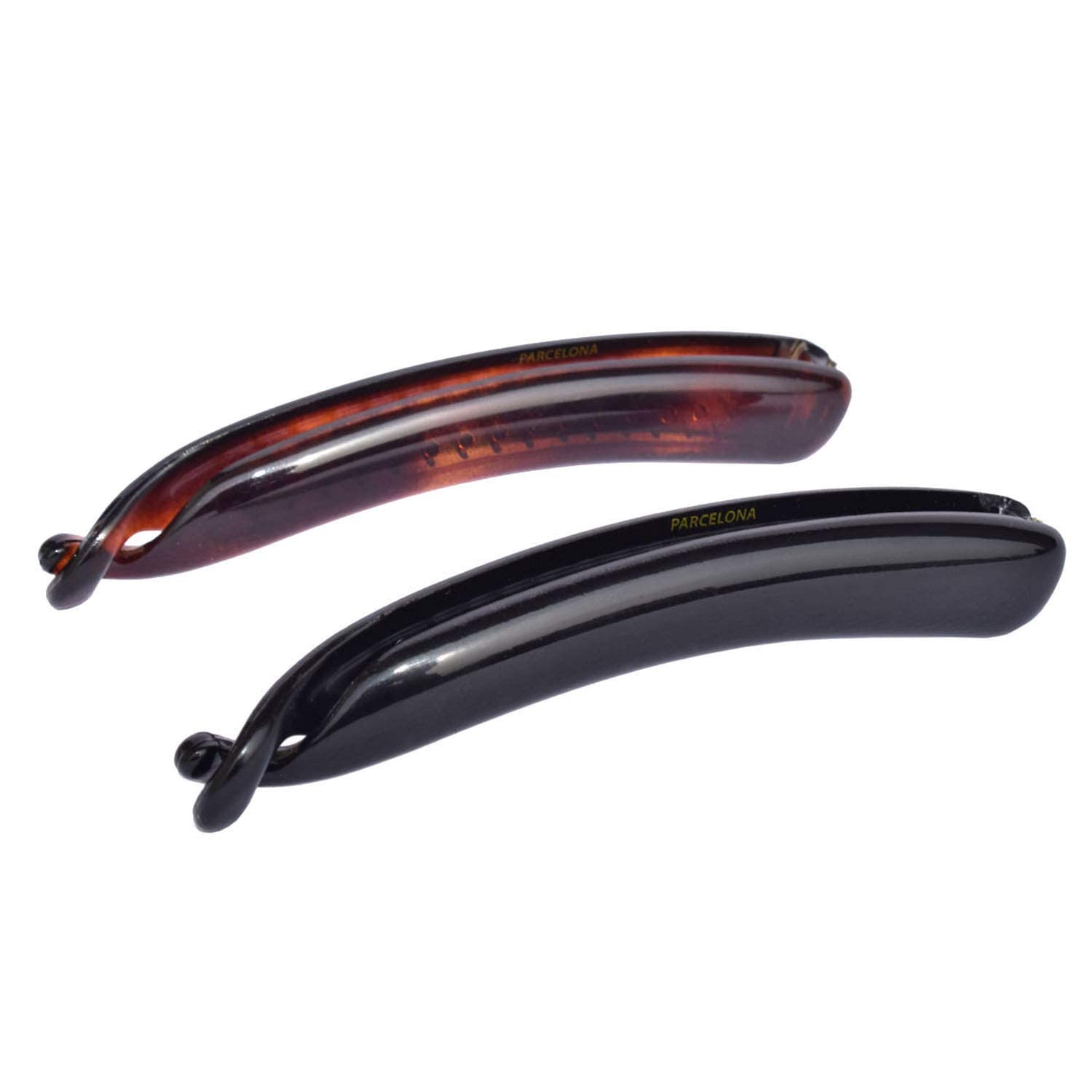 Parcelona Juego de 2 pinzas de celuloide francés pequeño de 3  pulgadas, pinzas para el pelo de plátano francés, soporte flexible para cola de