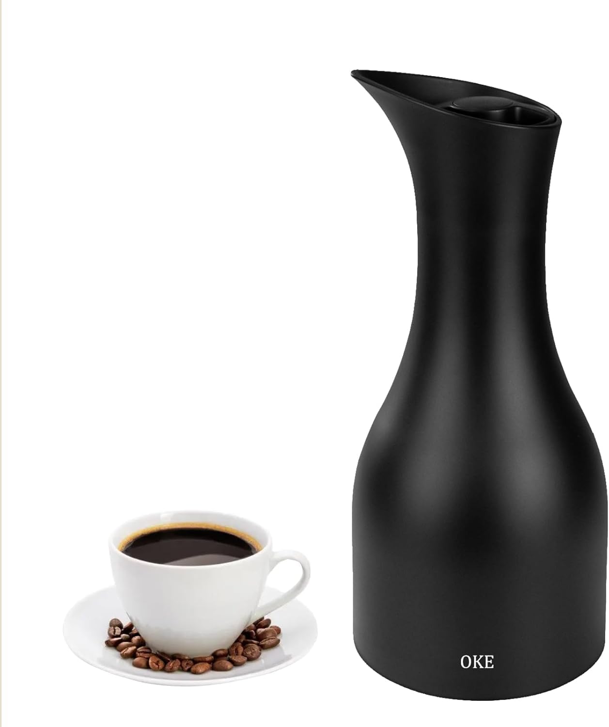 OKE Jarra de café (20 onzas), jarra térmica de café de doble pared al vacío, termo forrado de vidrio, jarras de café para mantener caliente y