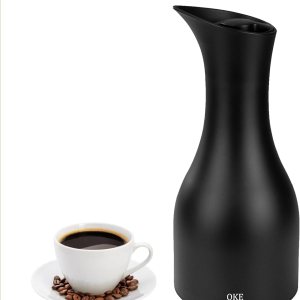 OKE Jarra de café (20 onzas), jarra térmica de café de doble pared al vacío, termo forrado de vidrio, jarras de café para mantener caliente y OKE Jarra de café (20 onzas), jarra térmica de café de doble pared al vacío, termo forrado de vidrio, jarras de café para mantener caliente y
