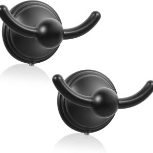 FILTA Ganchos para toallas para baños montados en la pared, ganchos negros para toallas, ganchos para batas y toallas, ganchos para toallas de baño FILTA Ganchos para toallas para baños montados en la pared, ganchos negros para toallas, ganchos para batas y toallas, ganchos para toallas de baño