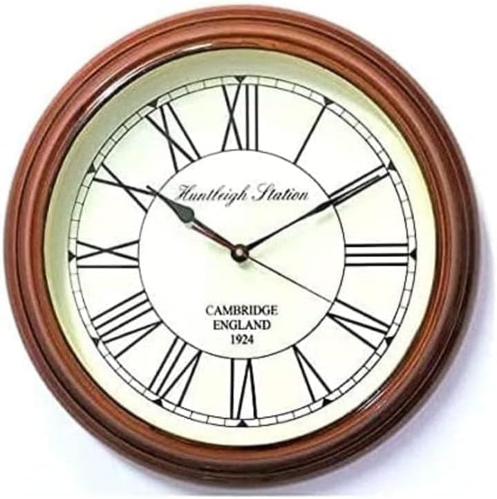 Reloj de pared redondo retro de 16 pulgadas con números romanos grandes, movimiento silencioso sin tictac a pilas, reloj de pared clásico, fácil de