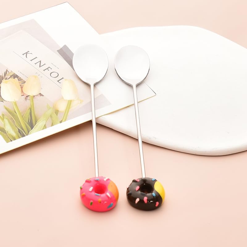 Juego de 2 mini cucharas de café y té, cucharas para amantes del café, té, mujeres y niñas, lindas cucharas plateadas, juego de cubiertos para