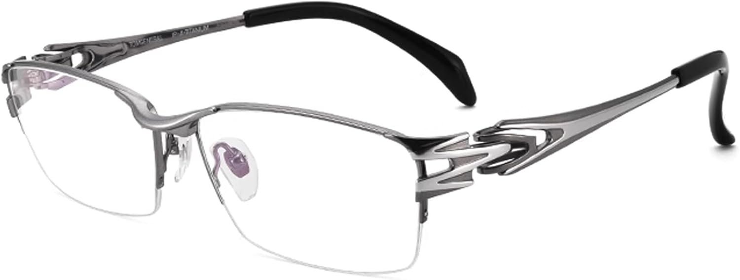 Gafas de lectura retro con bloqueo de luz azul para hombre, ultra ligeras de titanio puro medio marco para lectores de computadora