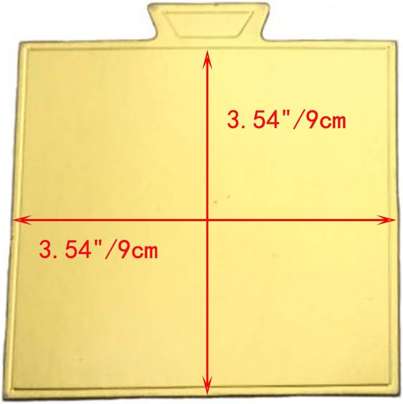 100 mini tablas para tartas de 3.54 x 3.54 pulgadas, juego de cartón cuadrado pequeño para pastel de mousse dorado, base para cupcakes, bandeja para