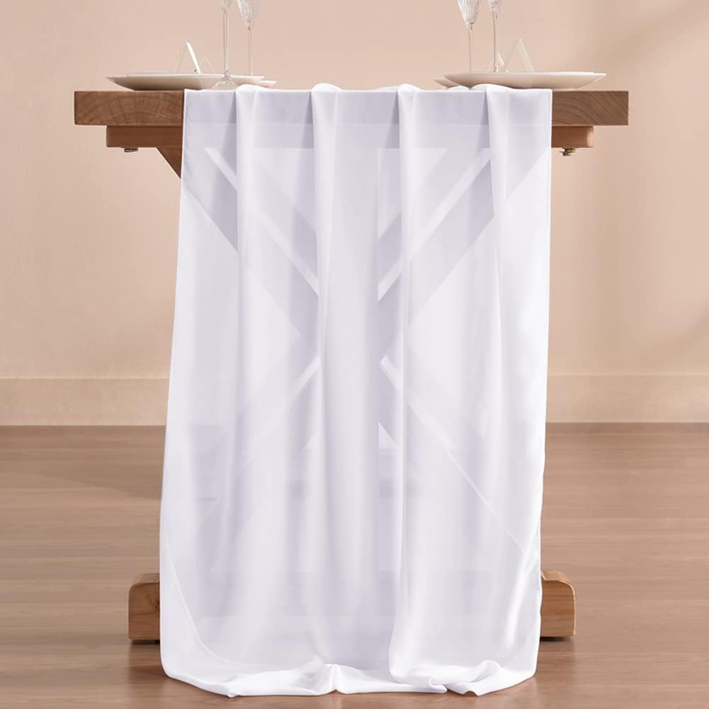 Socomi Camino de mesa de gasa blanca de 10 pies, 29 x 120 pulgadas, camino de boda, decoración de Acción de Gracias, Navidad, despedida de soltera