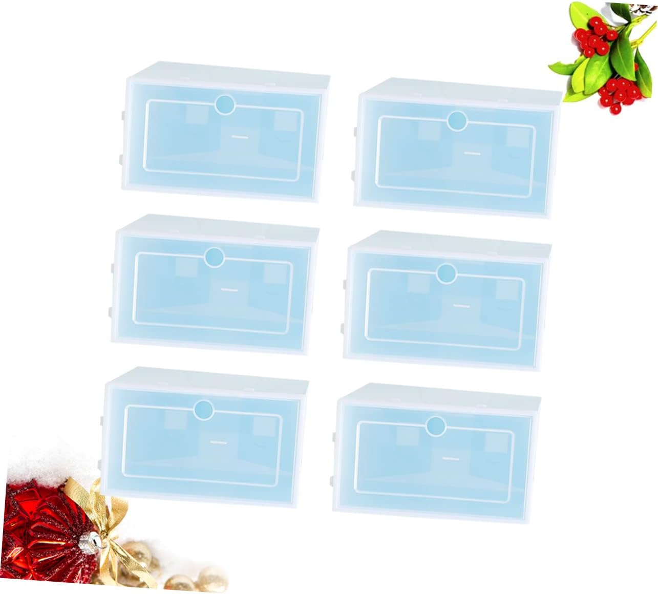 Cabilock Caja de 6 cajones de plástico para ropa, cajones colgantes para armario, caja de zapatos plegable con apertura frontal, contenedor de