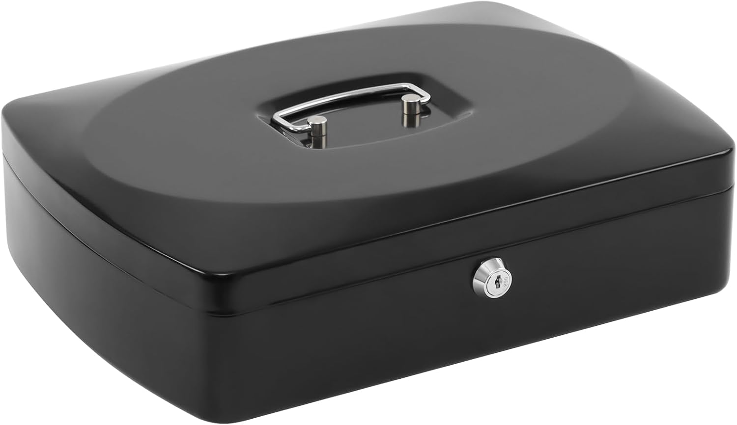 xydled Caja de efectivo con bandeja de dinero y cerradura de llave, organizador de metal para ahorro de dinero, caja fuerte, cajón ovalado para caja