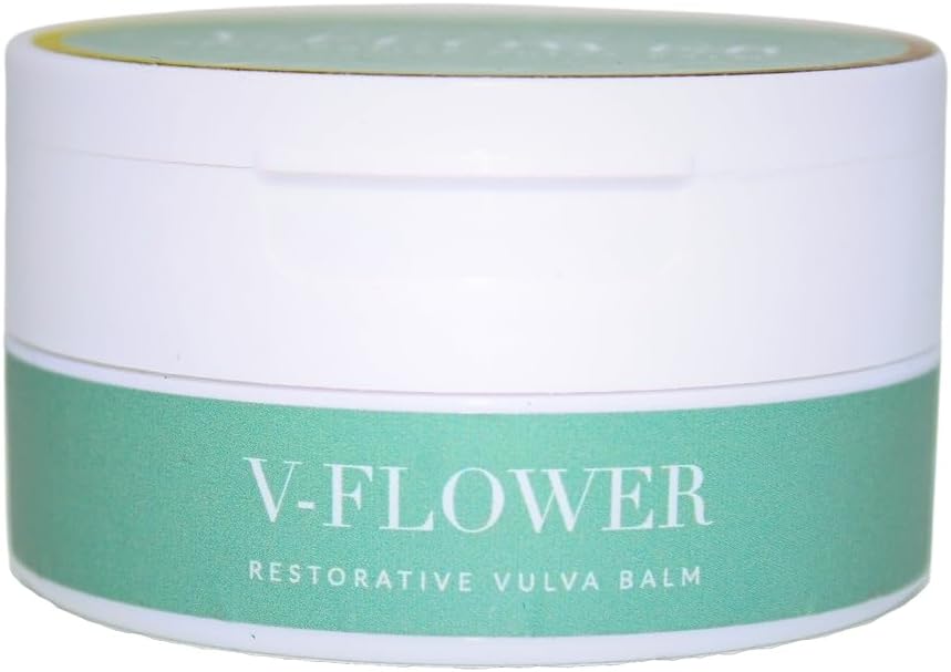 V-Ology V-Flower Balm – Bálsamo orgánico vulva, alivia la sequedad femenina, picazón, enrojecimiento, ardor, olor, rozaduras e irritación,