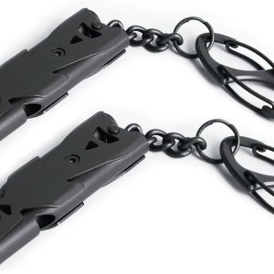 Silbato de emergencia, llavero silbato de violación, silbatos de alta decibelión de acero inoxidable (silbato de tubos dobles  pistola, 2 unidades) Silbato de emergencia, llavero silbato de violación, silbatos de alta decibelión de acero inoxidable (silbato de tubos dobles  pistola, 2 unidades)