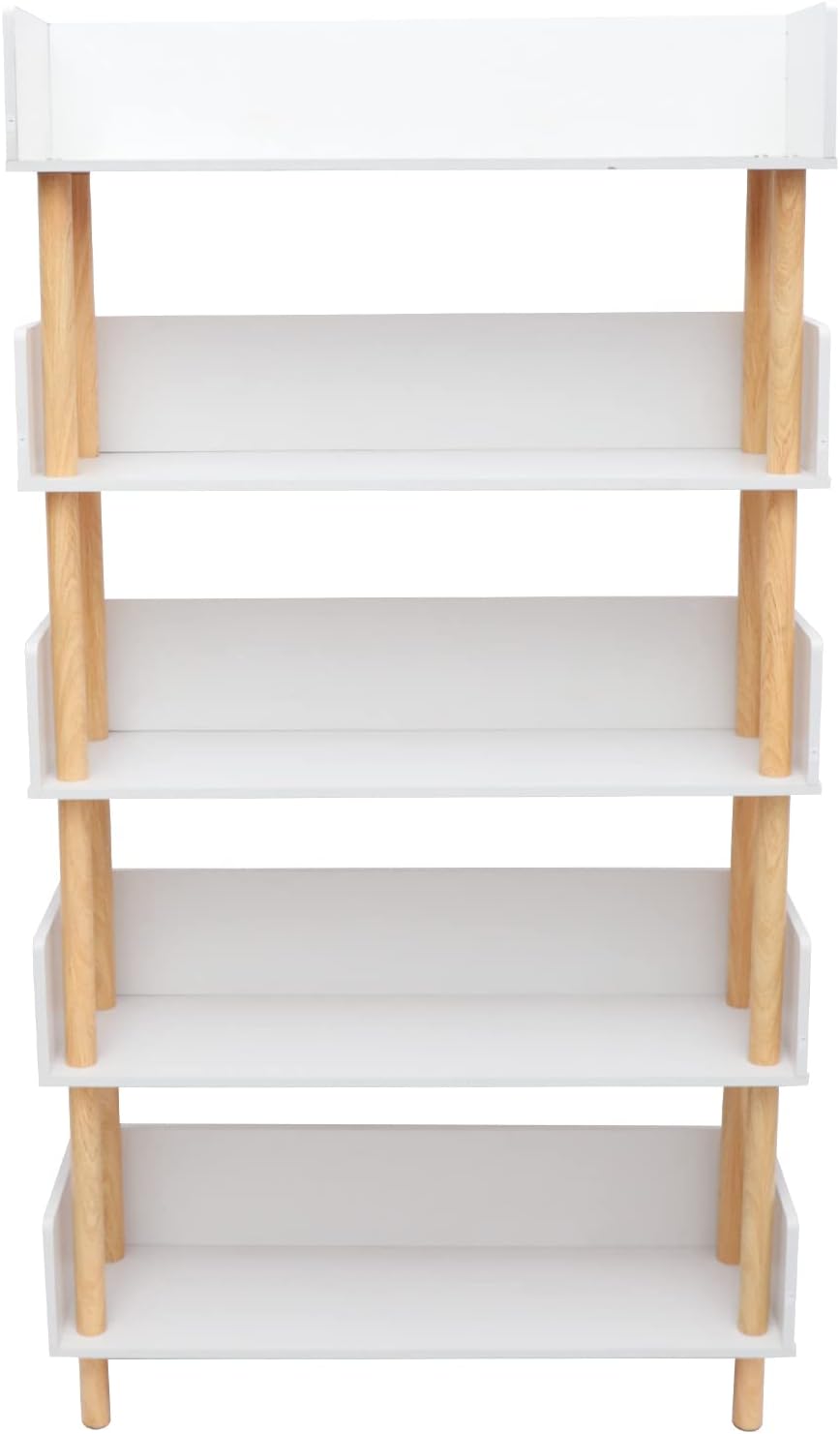 PaNeTnya Estantería abierta independiente de 5 niveles, estantería blanca, estante de almacenamiento multifuncional para sala de estar, dormitorio y