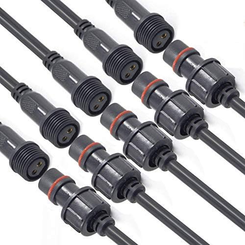YETOR Conectores impermeables de 2 cables, conector LED macho hembra de 16 AWG con conectores impermeables de 2 pines, cable de extensión IP68 de