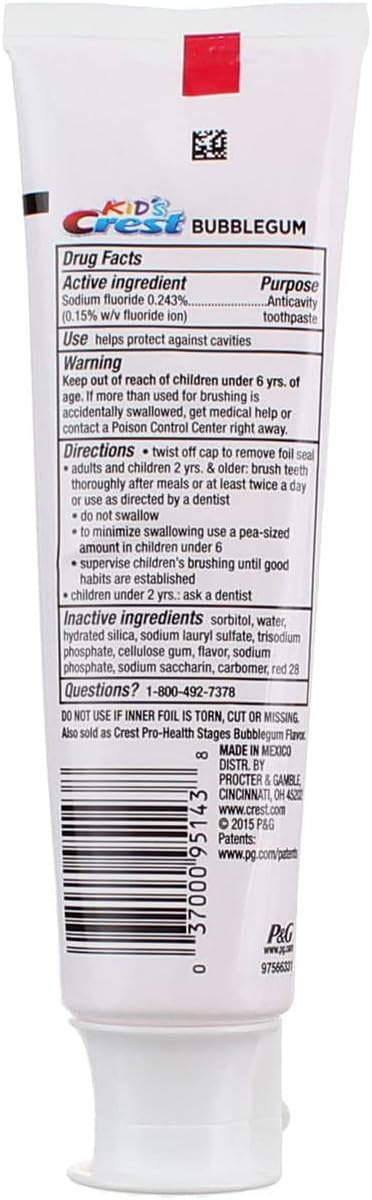 Crest Pasta de dientes para niños con protección contra la caries (paquete de 6)