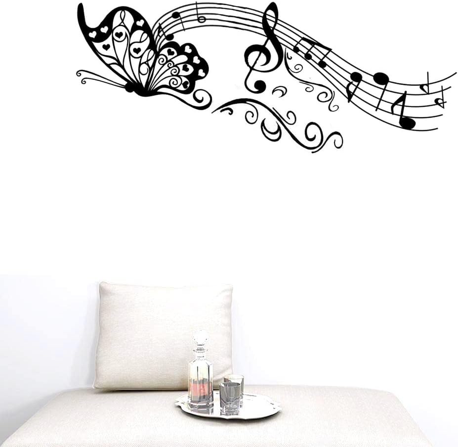 BIBITIME Vinilo adhesivo de vinilo con notas musicales para pared, borde para sala de estar, dormitorio, ventana, guardería, habitación de los