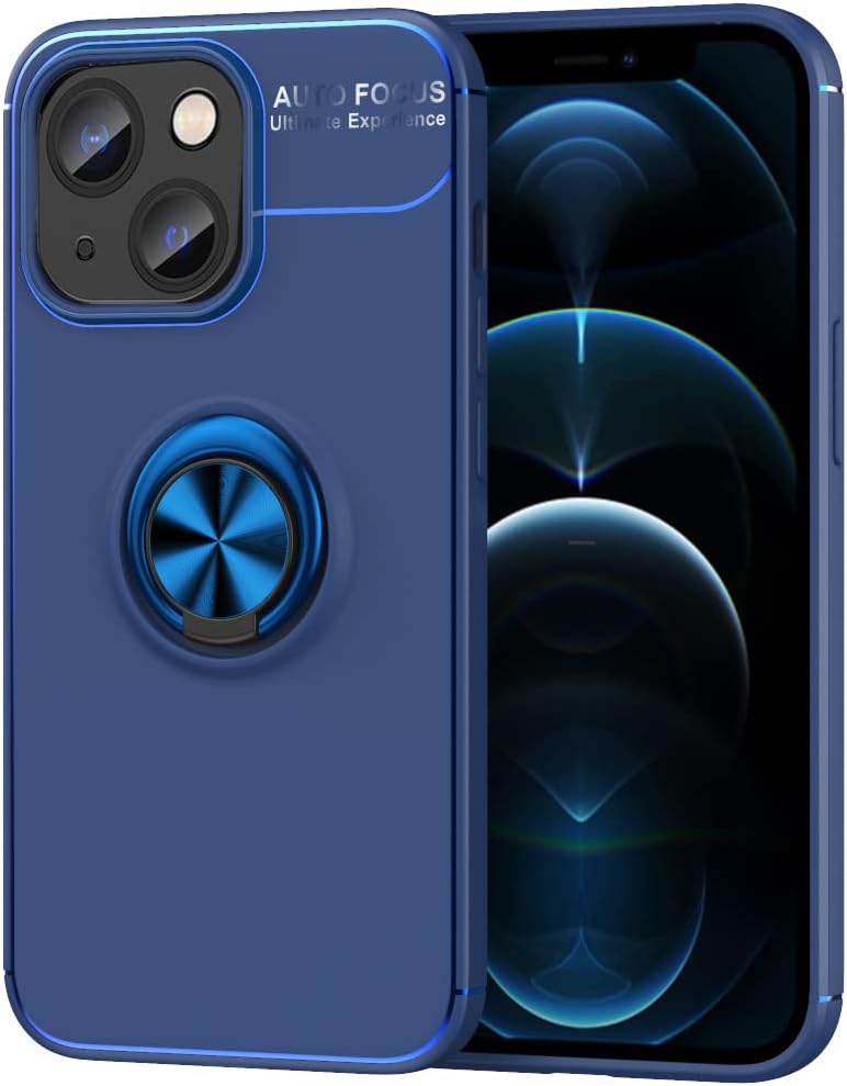Asuwish Funda de teléfono para iPhone 13 de 6.1 pulgadas con protector de pantalla de vidrio templado y soporte de anillo híbrido, accesorios de