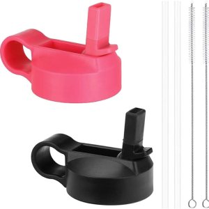 Wide Mouth Straw Lids Compatible with Most Sports Water Bottles, 2 Lids 2 Long Straws 2 Brushes in 1 Value Pack. (WatermelonBlack) Wide Mouth Straw Lids Compatible with Most Sports Water Bottles, 2 Lids 2 Long Straws 2 Brushes in 1 Value Pack. (WatermelonBlack)