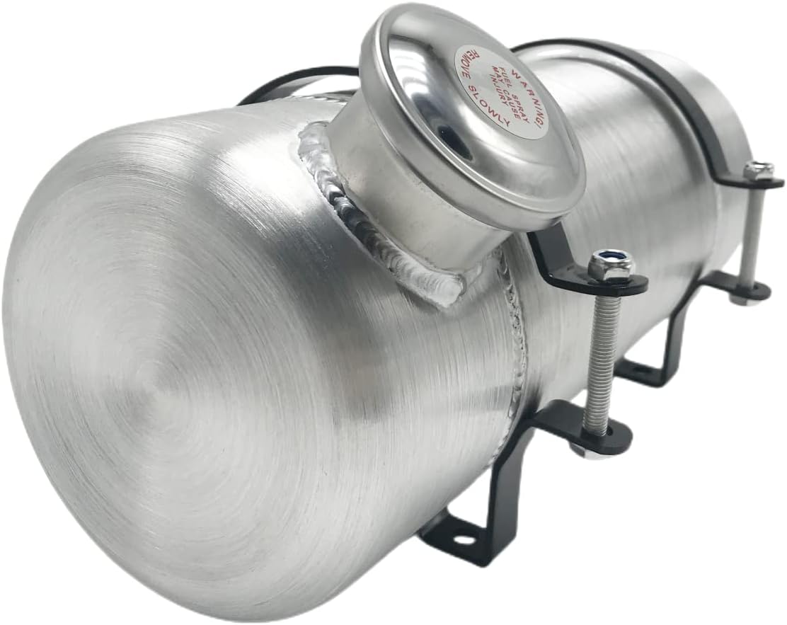 JSD AUTO PARTS Tanque de combustible de 1 58 galones, 6 x 15 pulgadas, 14 NPT, llenado de extremo de salida de aluminio, tanque de gasolina para