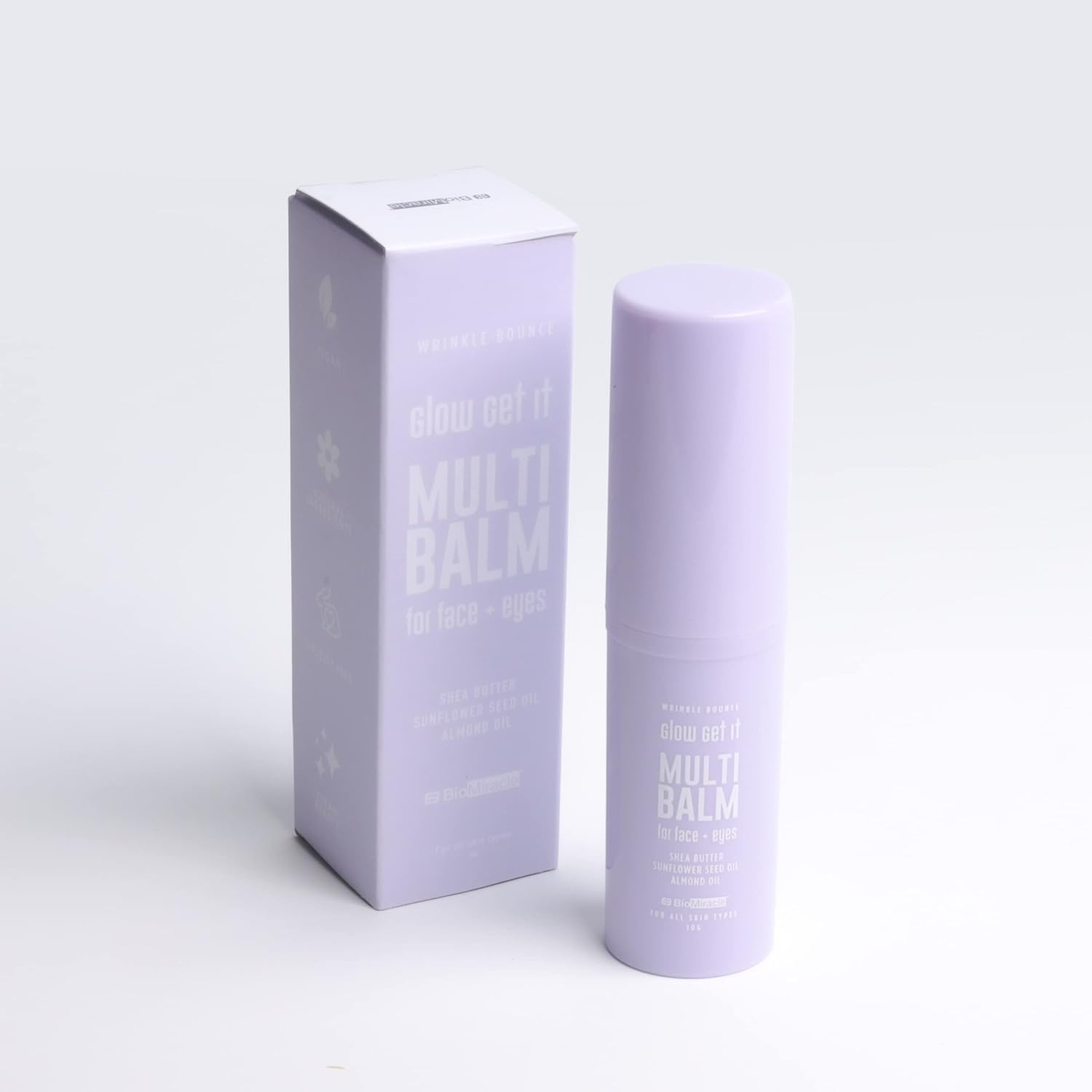 BioMiracle Glow Get It – Bálsamo múltiple para cara y ojos, debajo de los ojos, control de arrugas con aceite de almendras, manteca de karité y