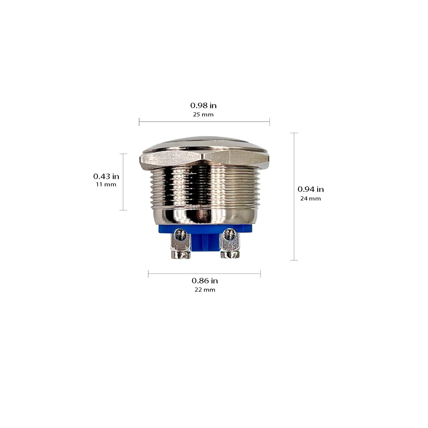Xnrtop Paquete de 2 interruptores momentáneos de botón de acero inoxidable resistente al agua, parte superior plana de metal de 12 V, 24 V, 36 CC