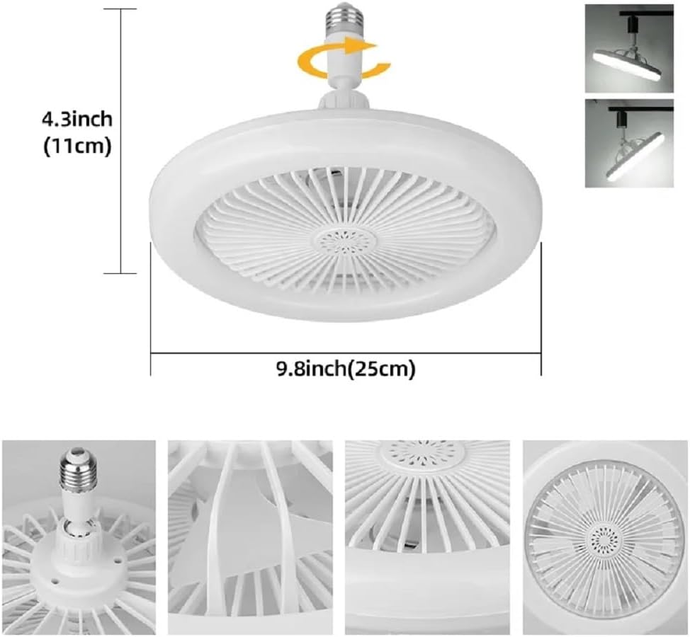 shyliey Ventilador de techo sin aspas con 3 luces que cambian de color, ventilador de techo de perfil bajo de 360, ventilador de control remoto E27