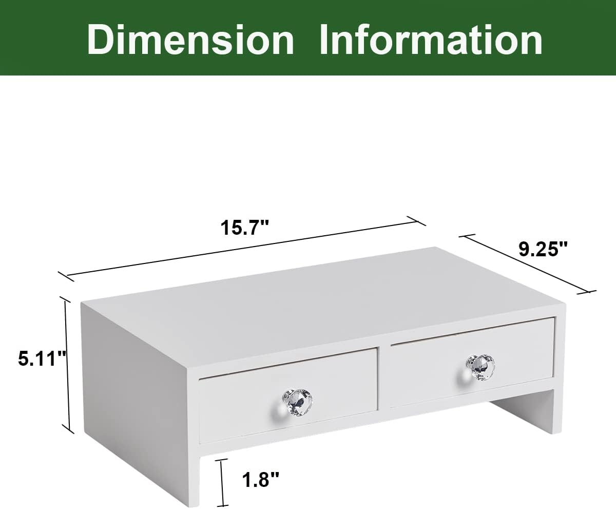 Soporte elevador para monitor con cajones, soporte para monitor de computadora, soporte organizador de escritorio para laptop, PC, suministros de