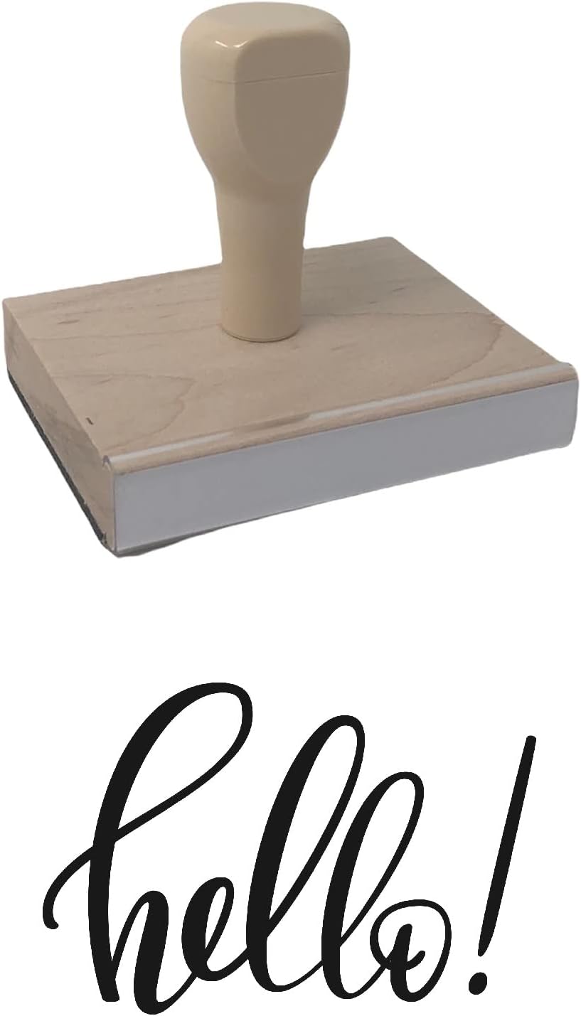 Hola sello de goma, 2 x 3″ sello de madera