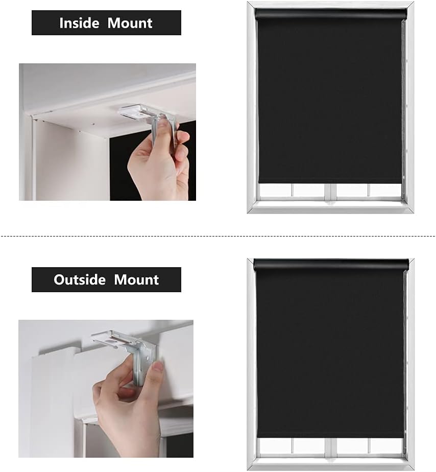 KCO Persianas enrollables opacas para ventanas con cubierta de cenefa, protección UV, tela impermeable para el hogar, dormitorio, ventanas de