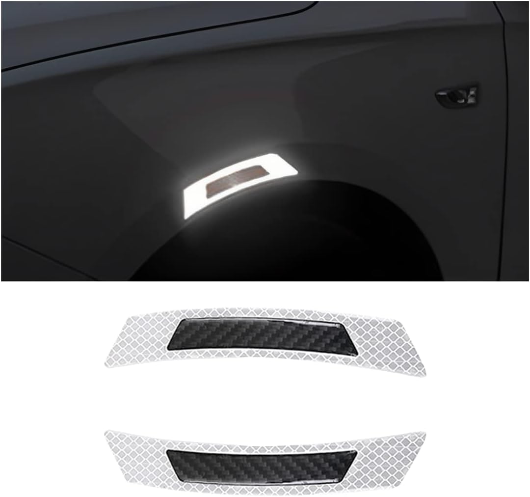 2 calcomanías 3D súper reflectantes, tiras de fibra de carbono para cejas, advertencia de seguridad, borde de puerta lateral de automóvil,