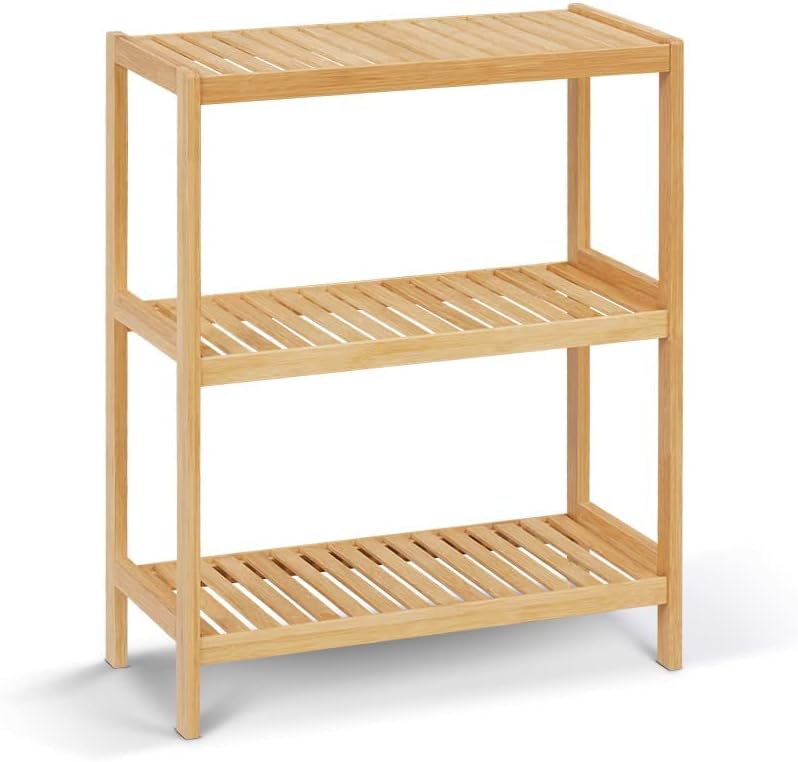 Estante organizador de almacenamiento de bambú de 3 niveles para inodoro, estantes de utilidad para baño, sala de estar, cocina