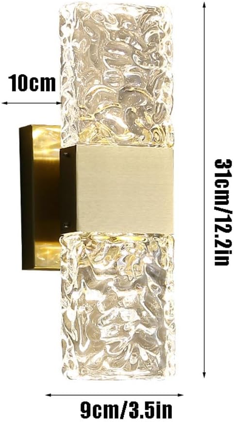 Modernos apliques de pared de cristal, lámpara de pared con acabado de color dorado mate, iluminación de pared de cristal con pantalla de vidrio