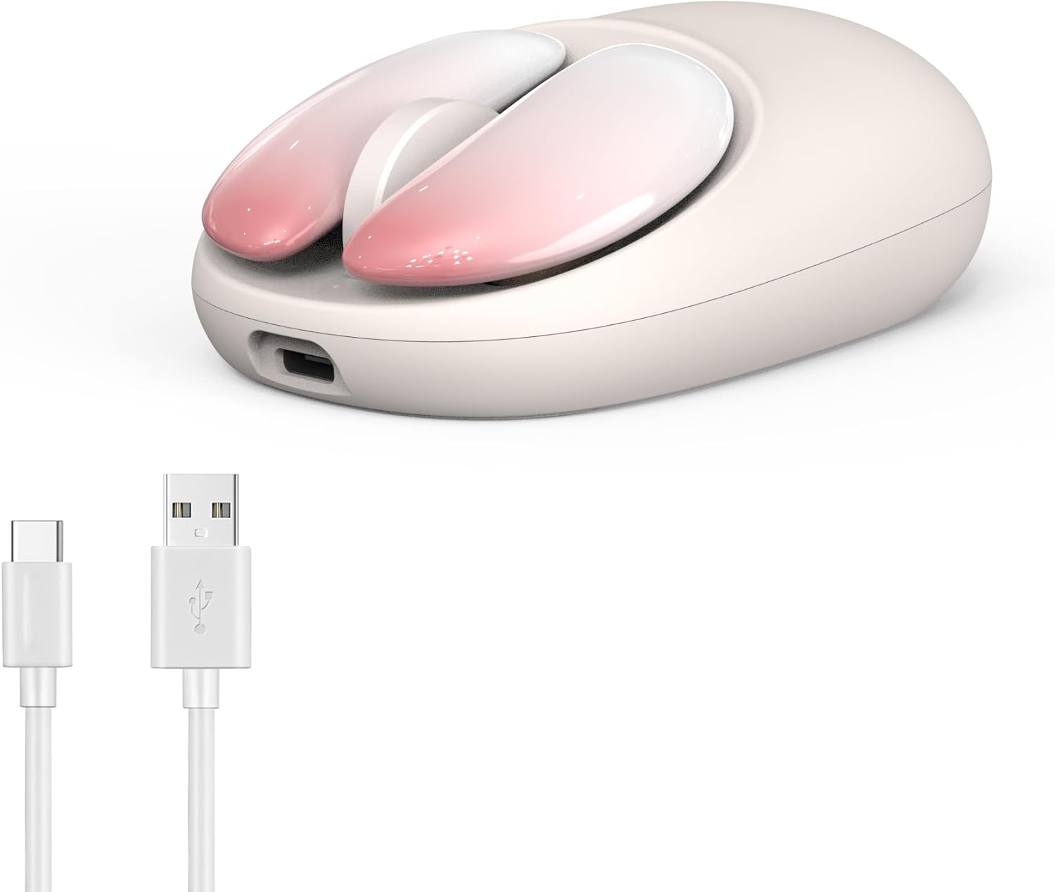 NYIEFADA Ratón inalámbrico Bluetooth rosa, botones desmontables silenciosos, diseño ergonómico USB C recargable para manos pequeñas