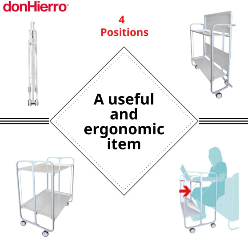 DON HIERRO – Carrito de barras, carrito de servicio plegable sobre ruedas, BAUHAUS, 2 niveles. Marco negro – Elm Burr