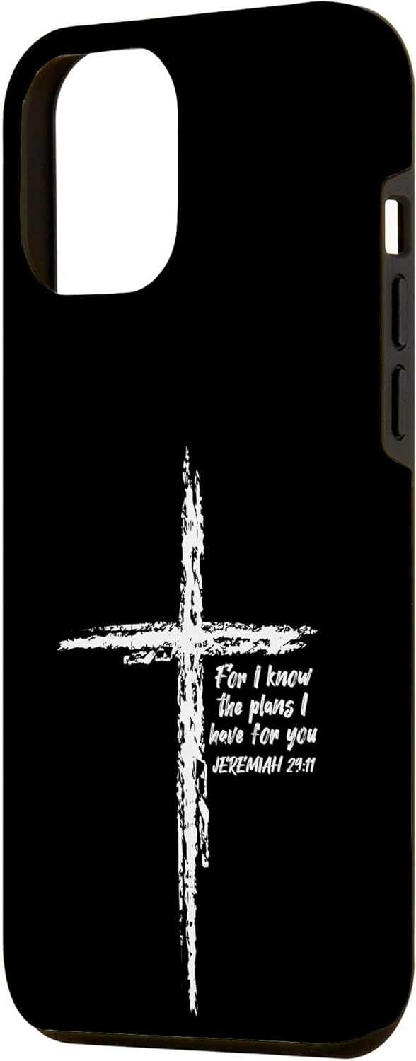 Funda de regalo cristiana para iPhone 13 Pro Max Cross I Know The Plans Verse Biblia Jesús Dios