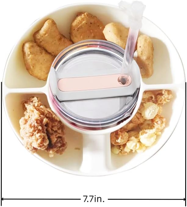 Tazón de aperitivos para vaso Stanley de 40 onzas con asa, accesorios de vaso reutilizables compatibles con Stanley Cup 1.02.0, bandeja de silicona