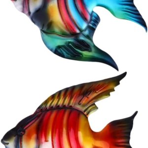 YARNOW 2 piezas de peces de hierro forjado colgantes de pared de peces tropicales rústicos adornos de peces colgantes de pared de metal para colgar YARNOW 2 piezas de peces de hierro forjado colgantes de pared de peces tropicales rústicos adornos de peces colgantes de pared de metal para colgar