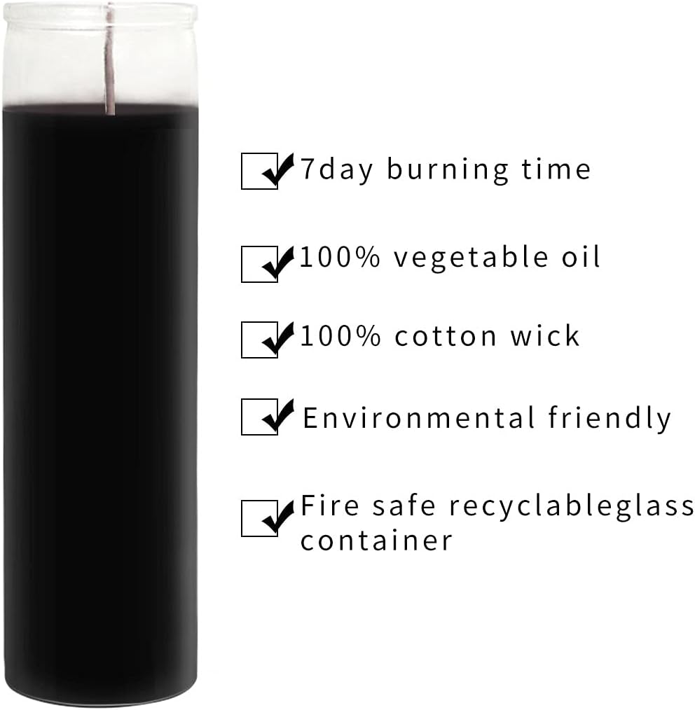 JHENG Vela de cristal de oración devocional de 7 días sin perfume, velas de cera prémium de 2 x 8 pulgadas, ideal para santuario, vigilias,