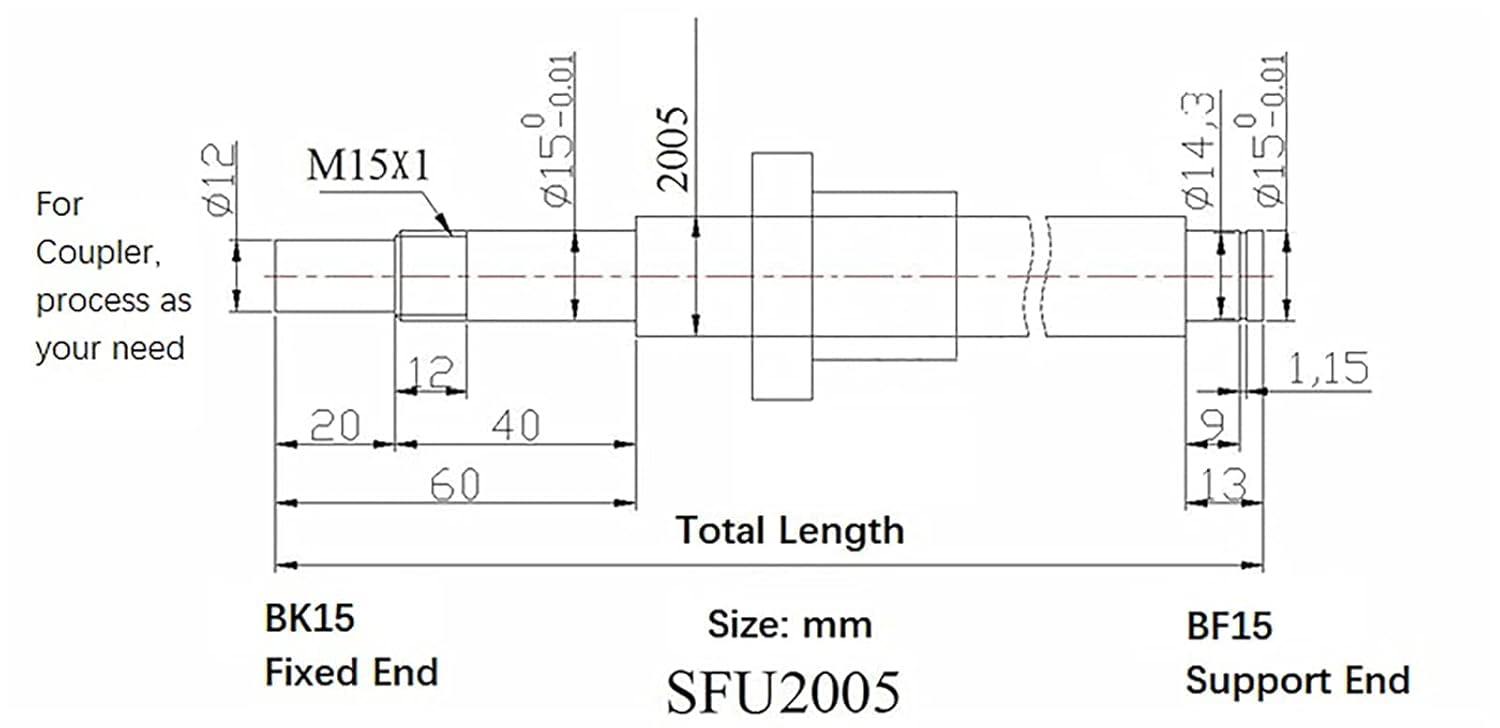 Bopaodao – Kit CNC de tornillo de bola SFU RM2005 + riel guía deslizante lineal cuadrado de 18.898in, con tuerca de tornillo de bola + soportes