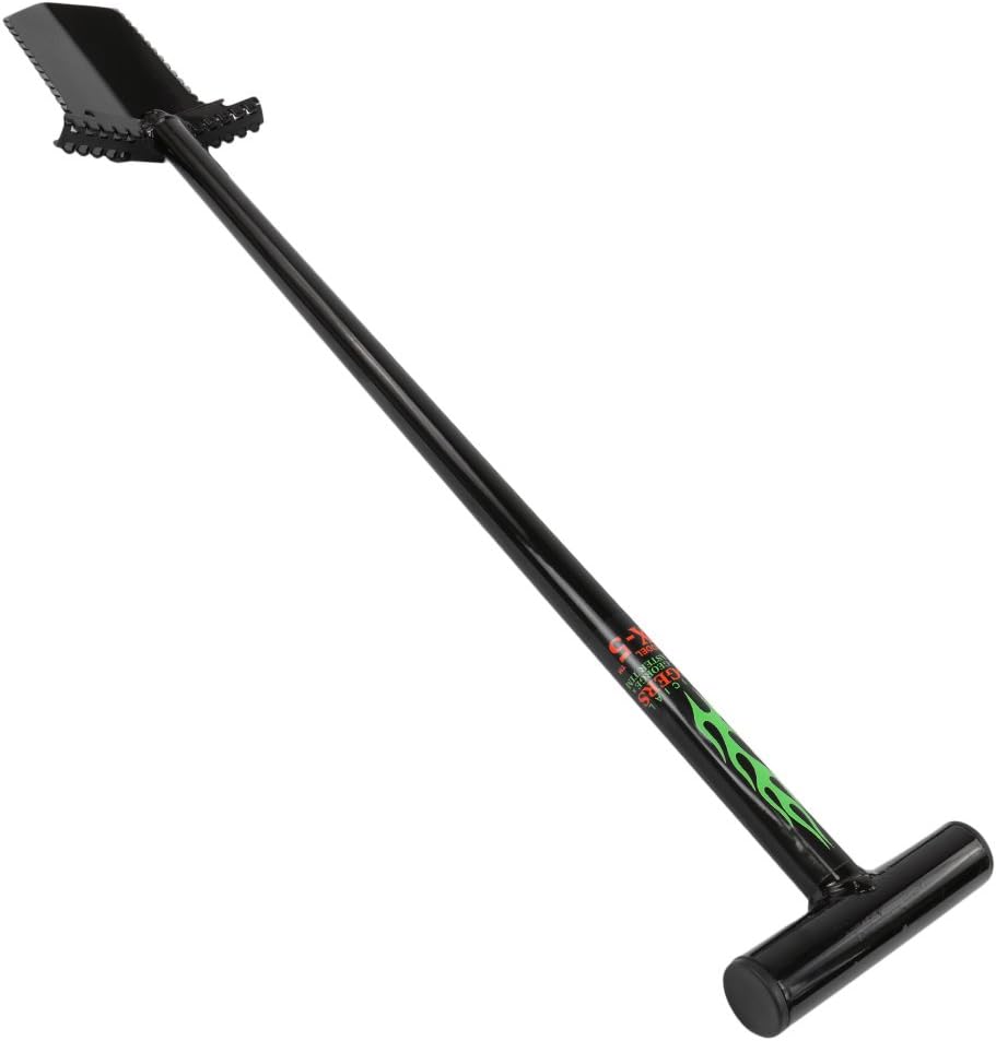 Anaconda NX-6 Pala de acero templado de 36″ con hoja dentada doble y clavijas de pie