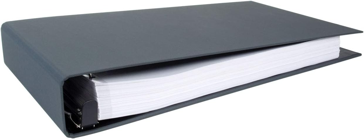 Carpeta de borde torneado gris con anillo D de bloqueo EZ de 11×17 2″