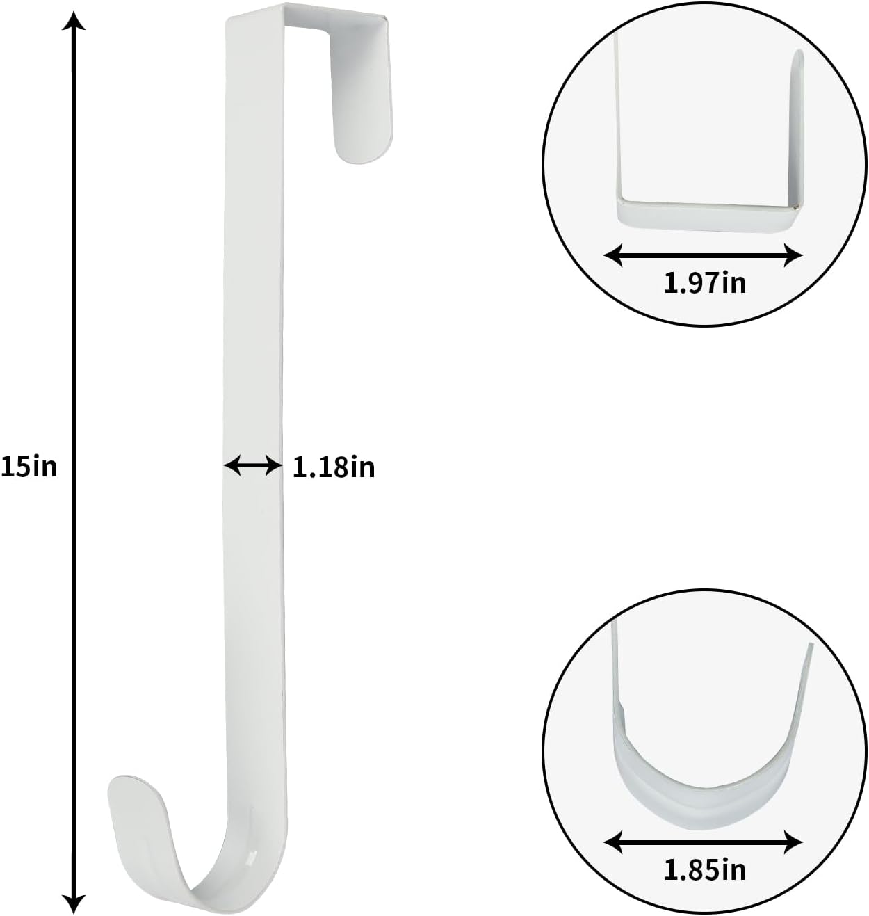 ShangTianFeng Paquete de 2 ganchos de corona blancos de 15 pulgadas para puerta delantera, ganchos para colgar sobre la puerta, ganchos para colgar