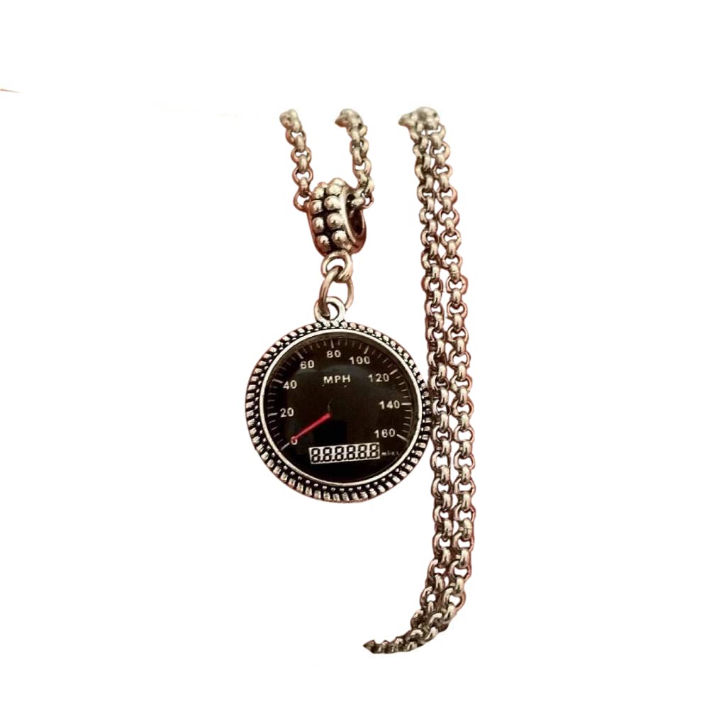 Fast Race Car Speedometer Charm Necklace and Keychain For Teenage Boys Men Women