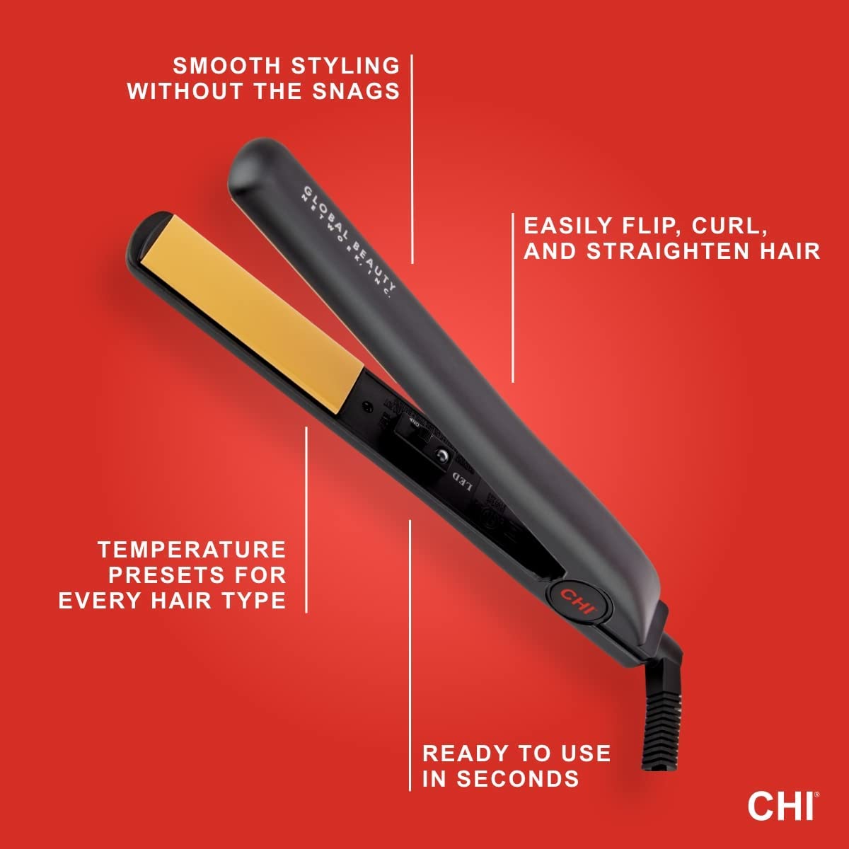 CHI Plancha plana de cerámica original  Placas flotantes de cerámica de 1 pulgada  Calentamiento rápido  Interruptor analógico de encendidoapagado