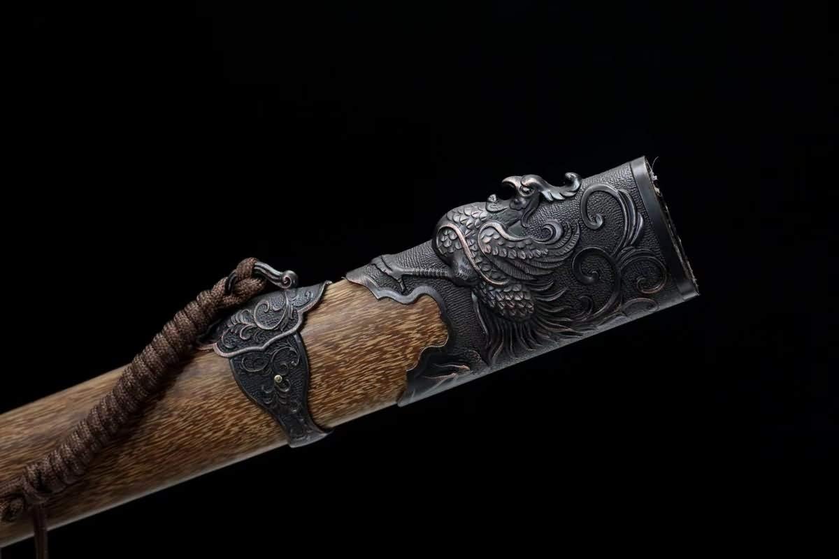 Han dao Sword Real (cuchillas forjadas de acero de alto carbono, vaina de palisandro) Práctica, espada china
