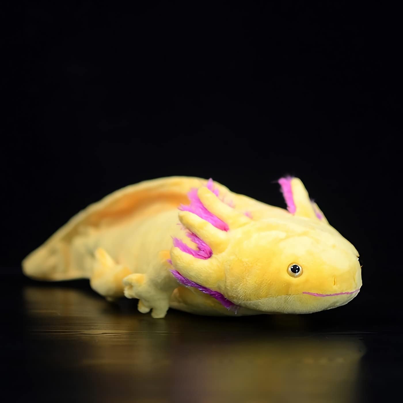 Nohito Juguete de peluche de ajolote de simulación de 19.6 pulgadas, peluche suave Kawaii de peluche de ajolote rosa (amarillo)