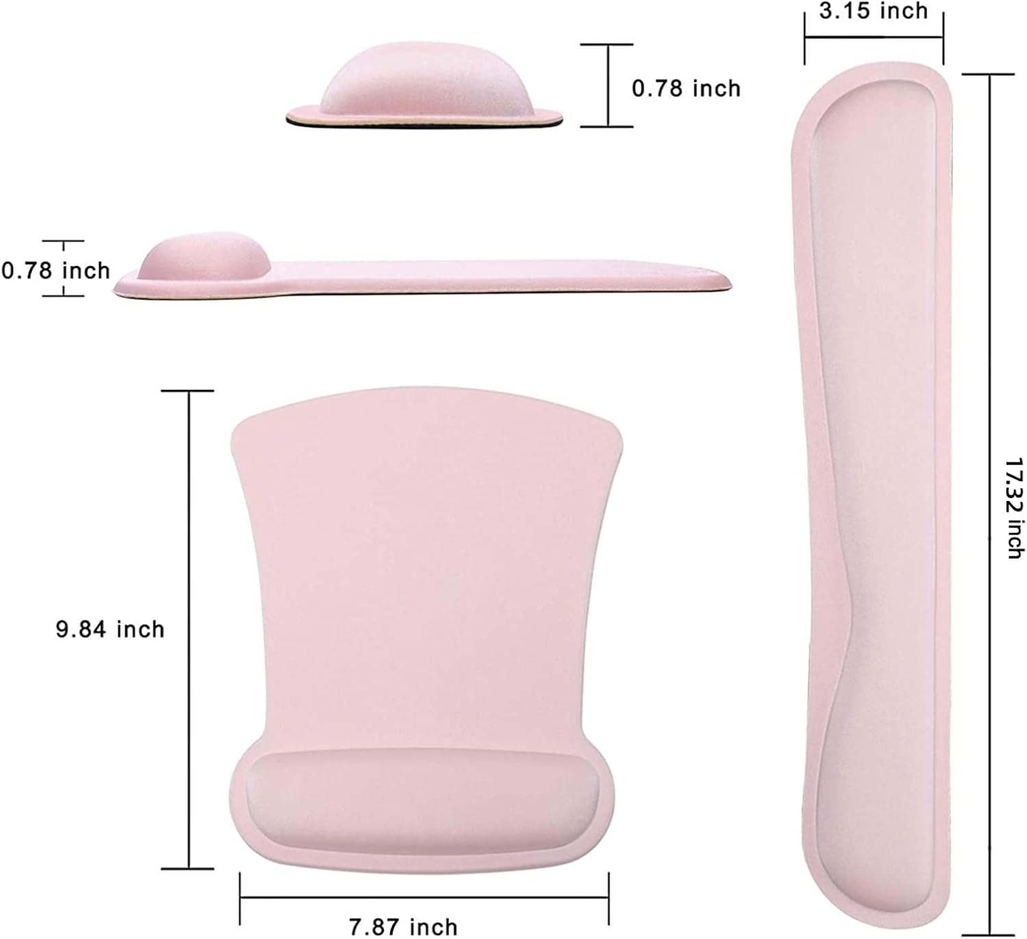 MEGREZ Alfombrilla de mouse ergonómica de espuma viscoelástica con soporte para la muñeca, alfombrilla antideslizante para teclado y mouse con