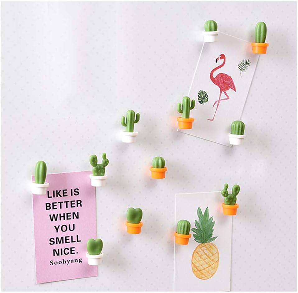 Imán de cocina para nevera, imán de oficina, pizarra blanca y tablero de limpieza en seco, bonito y colorido diseño en maceta, 12 juegos de cactus 2