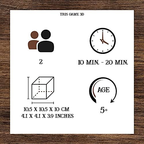 Logica Puzzles Art. Tic-Tac-Toe 3D – Juego de mesa en madera fina – Juego de estrategia para 2 jugadores – Nuevas estrategias 3D