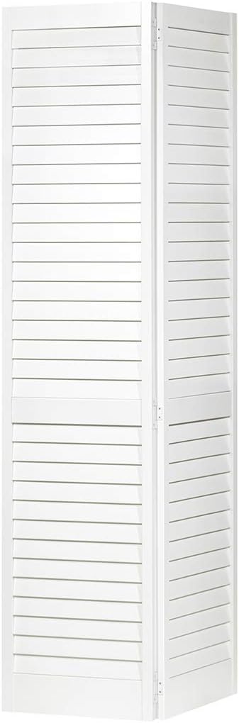 Puerta de armario, bi-plegable, rejilla de rejilla plantación imprimada blanca (28 x 80)