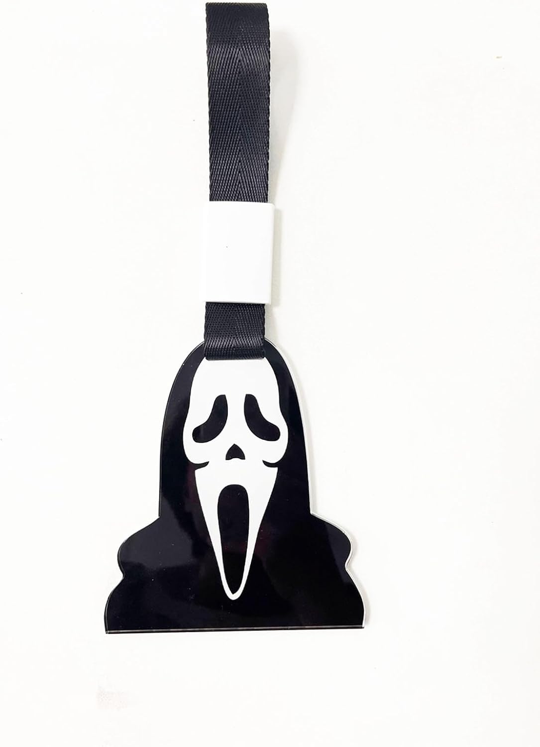 Correas de mango de coche con forma de cara de fantasma de grito de Halloween, dije de deriva para parachoques trasero, anillo de advertencia,