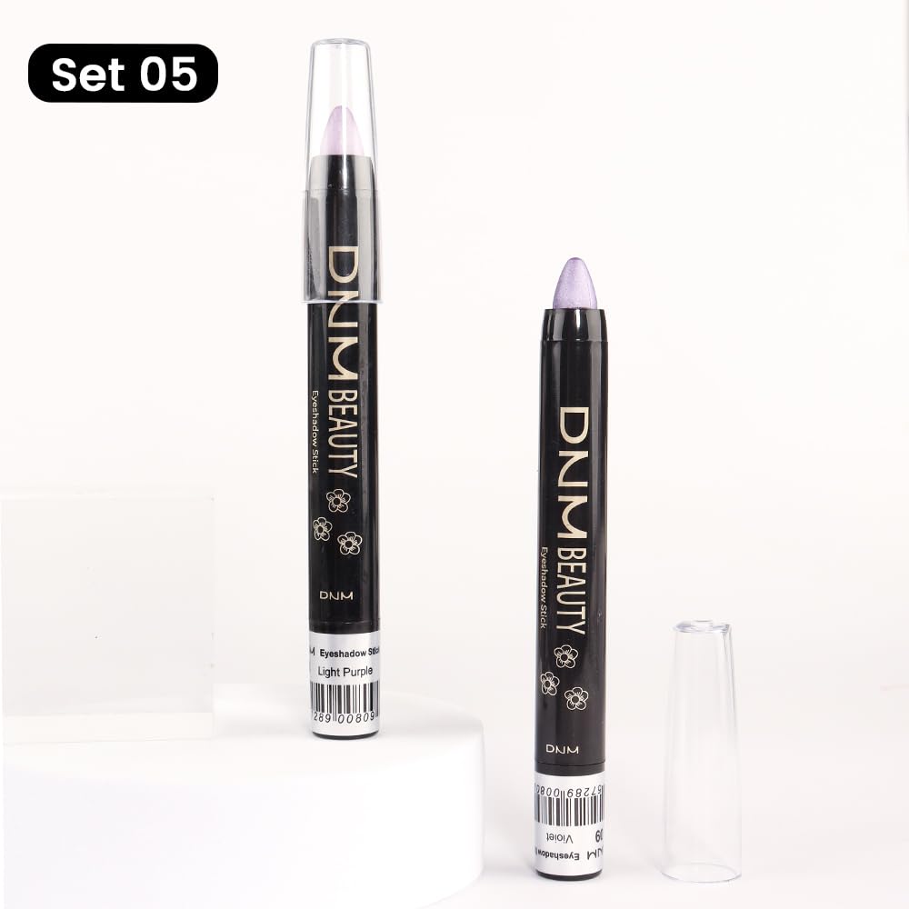 evpct Juego de 2 barras de sombra de ojos crema para ojos morado claro y Vioiet Shimmer Eye Crayon Shadow Brightener Stick Pencil Pen sombras a
