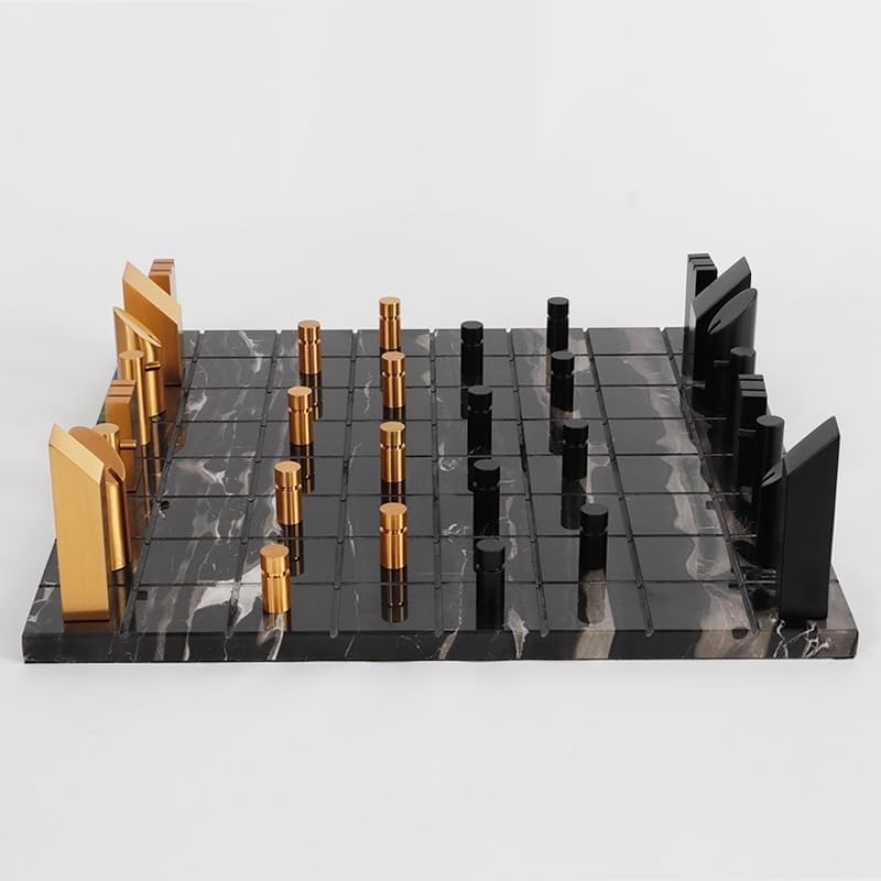 Ajedrez creativo de lujo, tablero de ajedrez de mármol y piezas de ajedrez de metal, juegos de mesa, decoración de mesa nórdica